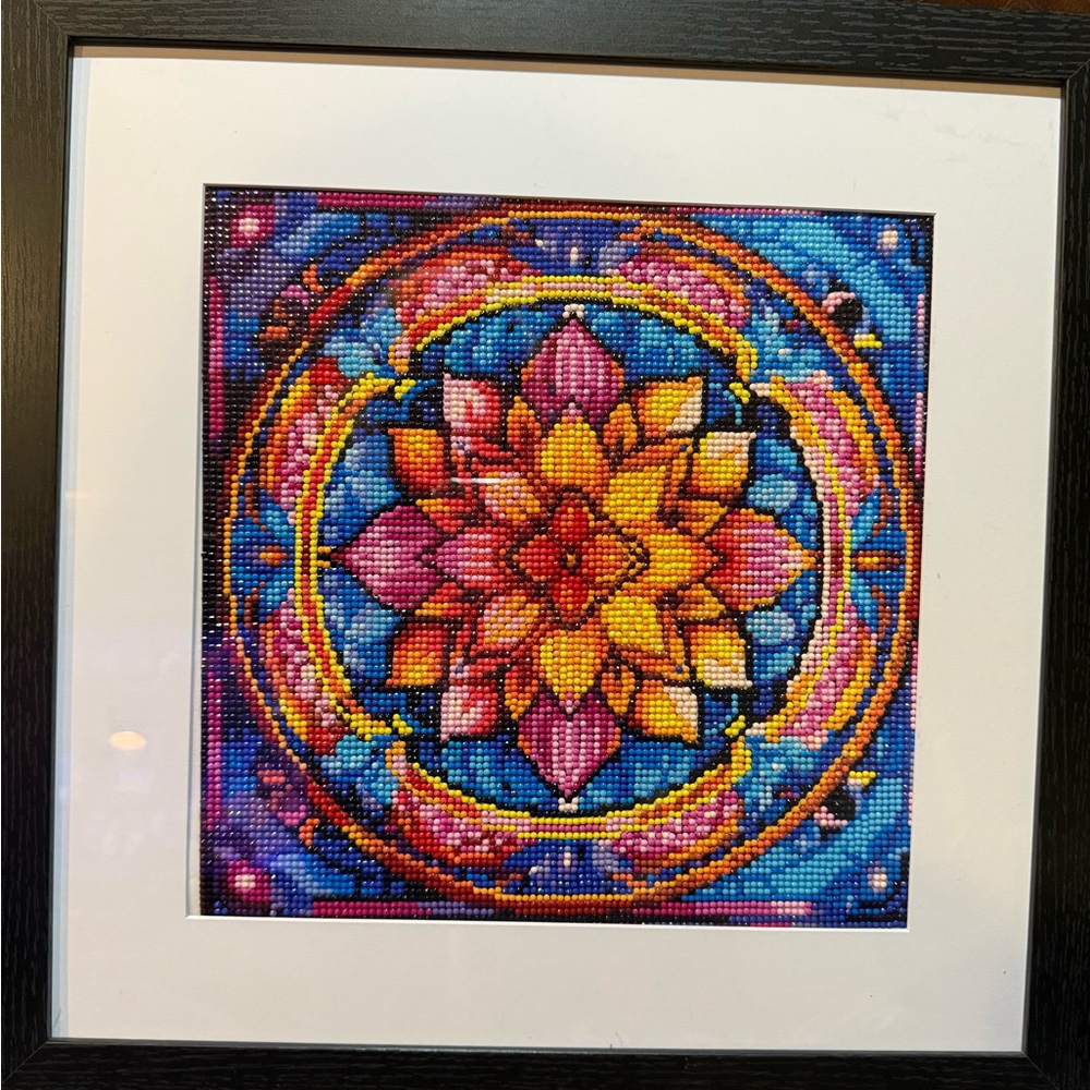 Completed and Framed Colorful Mandala Diamond Art